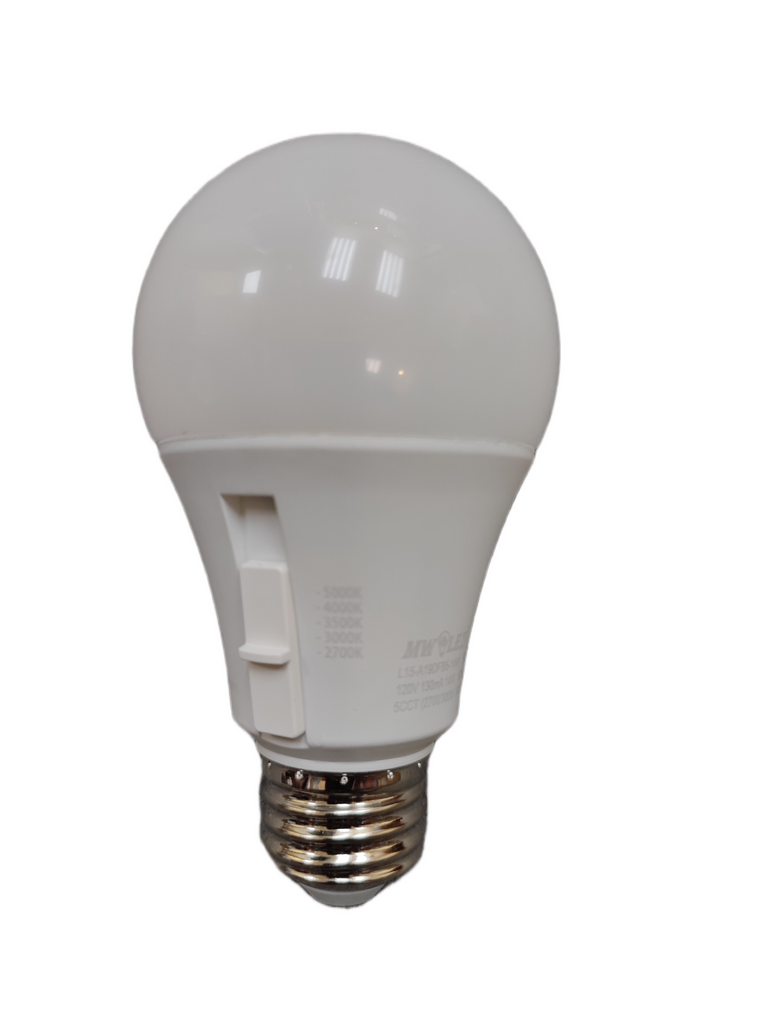 MW LED A19 Dimmable LED Bulb, Color Selectable, 14W (100W Equivalent), 1600 Lumens, 2700K, 3000K, 4000K, 5000K, 5CCT, Flicker Free, UL Listed (10-Pack)