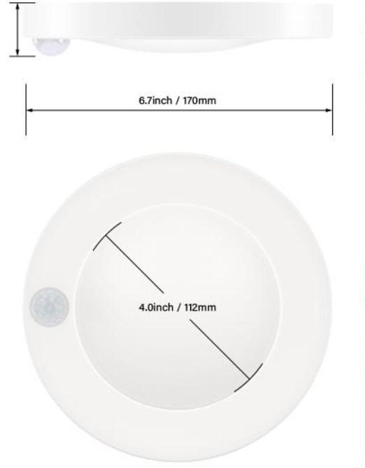 MW LED Motion Sensor Flush Mount Ceiling Light cETL Listed 4" LED 10W 600LM (3000K/Bright White), Closet Light with Time Countdown for Indoor, Closet,Hallway, Stair