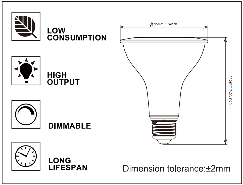 PAR30 LED Light Bulb, 75W Incandescent Replacement Spotlight, 5000K Daylight