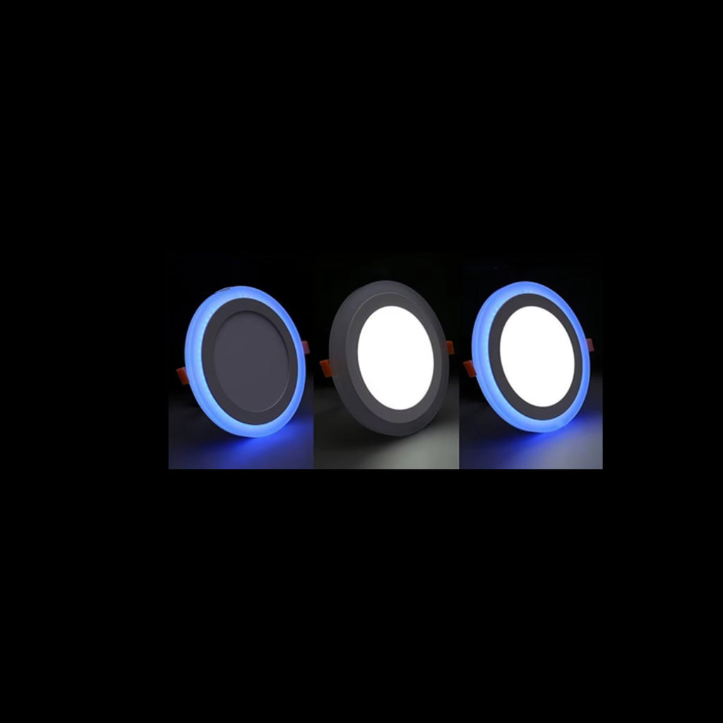 MW LED Panel Light Round Double Color (Cool White+Blue) 15W 5000K 6inces Recessed Slim Pot Light with Junction Box.