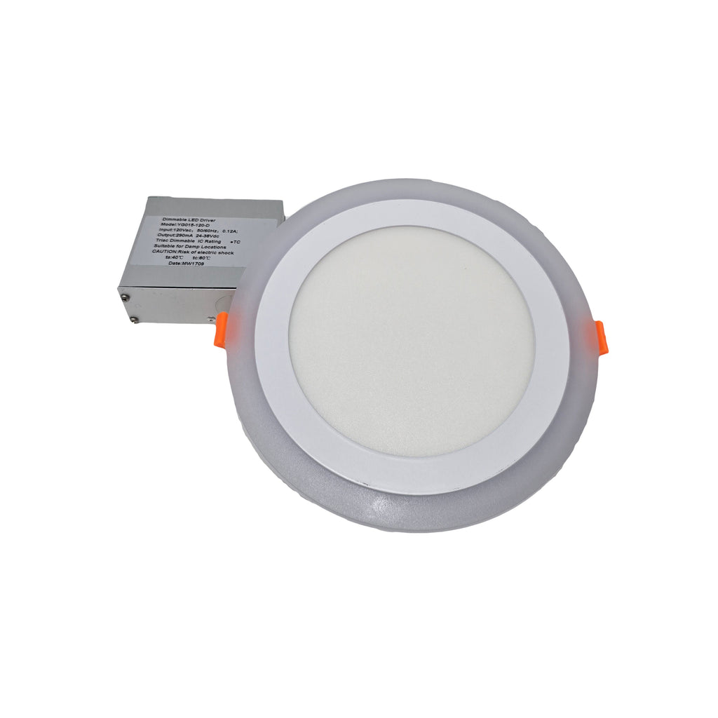 MW LED Panel Light Round Double Color (Cool White+Blue) 15W 5000K 6inces Recessed Slim Pot Light with Junction Box.