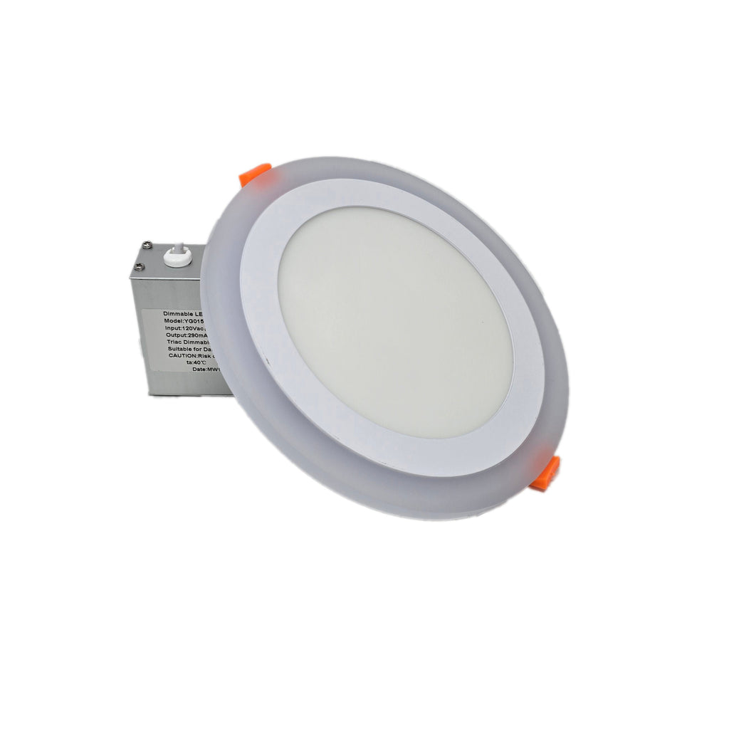 MW LED Panel Light Round Double Color (Cool White+Blue) 15W 5000K 6inces Recessed Slim Pot Light with Junction Box.